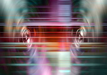 Music speakers with light streaks