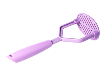 purple plastic potato masher isolated on white background