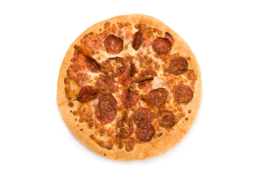 Pepperoni pizza isolated on white background
