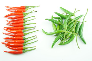 Many of red and green chili pepper