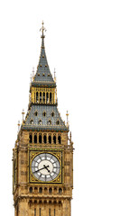 Fototapeta na wymiar Big Ben Clock Tower, Isolated on white