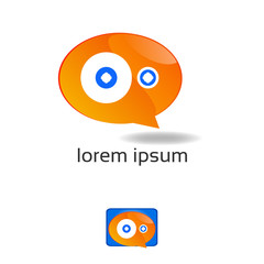 Abstract graphic design - orange cartoon with eyes