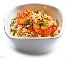 Fototapeta na wymiar Rice with shrimps.