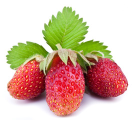 One rich strawberry fruit isolated on a white.