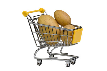 Einkaufswagen mit Kartoffeln