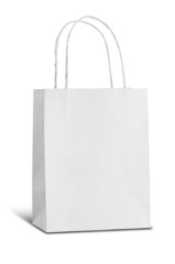 white recyle paper bag on white background