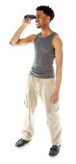 Attractive afro-american man posing in studio