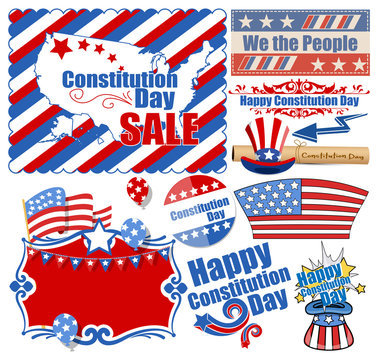 USA Constitution Day Web Design Vectors Set