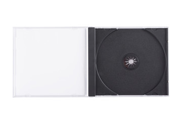 Empty DVD case isolated on a white background.