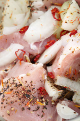 Meat with onion and spices.