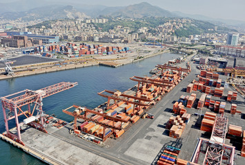 The cargo port of Genoa
