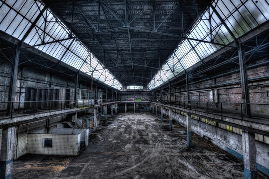 Empty warehouse of an abandoned factory