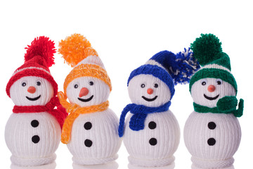 group of snowman with hat and scarf
