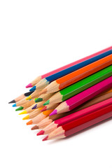 Colour pencils isolated on white background