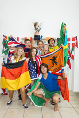 Successful Athletes With Various National Flags