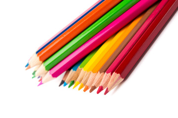 Colour pencils isolated on white background