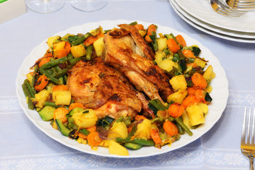 Pollo al forno con verdure grigliate
