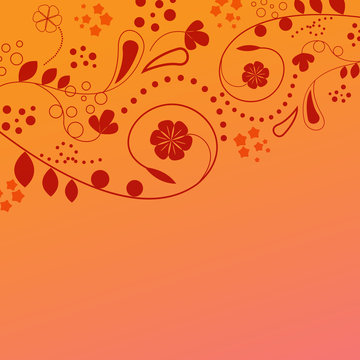 Abstract Orange And Red Floral Background