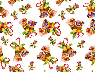 Fototapeta premium Christmas Bells Seamless Pattern
