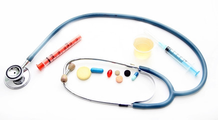 Stethoscope and different pharmacological preparations