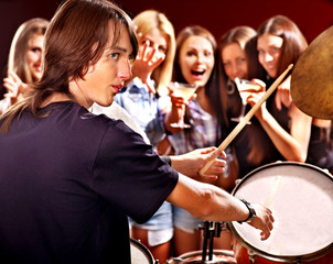 Group people playing  guitar.