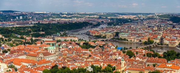 Naklejka na ściany i meble Panorama of Prague from Petrin Lookout Tower