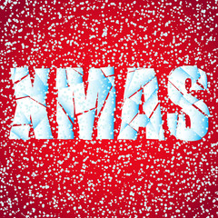Vector Xmas background with ice letters and snow
