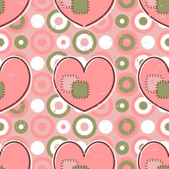 Cute pink seamless pattern with hearts