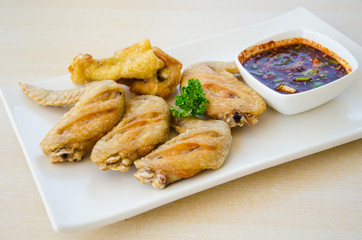 fried chicken with spicy sauce