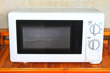 Microwave oven on the table