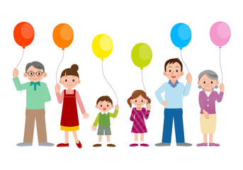 大家族と風船