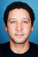 Obraz premium blue background man portrait