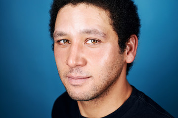 blue background man portrait