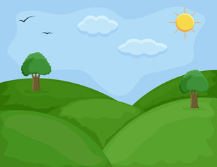green hills - Cartoon Background Vector