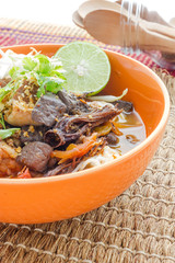 rice noodles with spicy pork sauce