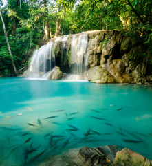 Fototapeta na wymiar arawan waterfall in Kanchanaburi Thailand