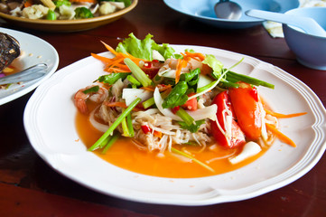 Thai dressed salad with golden Needle Mushroom