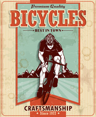 Naklejka premium Vintage bicycles poster design