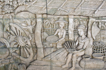 statue on cement Thai style handcraft of buddhism it  farmer Tha