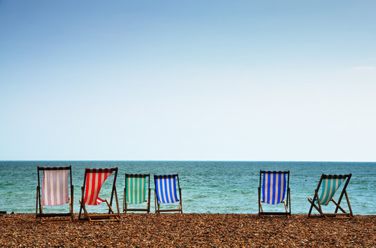 Deckchairs On Brighton Beach