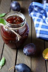 Fruit preserves in glass jar