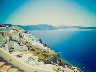 Naklejka premium Oia Ia in Greece retro look