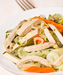 fresh salad with meat and vegetables