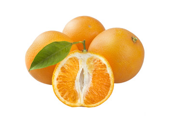 three oranges with half
