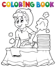 Cercles muraux Pour enfants Coloring book with housewife 1
