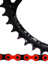 Red bicycle chain