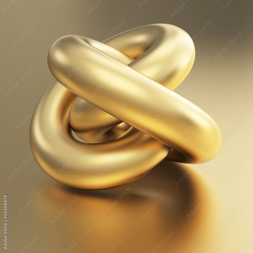 Poster golden 3d torus model with clipping path