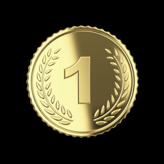 Golden medal 3D render - isolated with clipping path