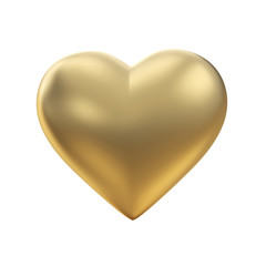 Golden heart on white with clipping path