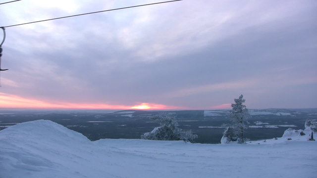 Empty skilift with halyards